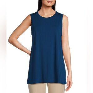 Eileen fisher 100% Tencel Jersey Stretch Knit Tank Tunic Top In Tan Size L